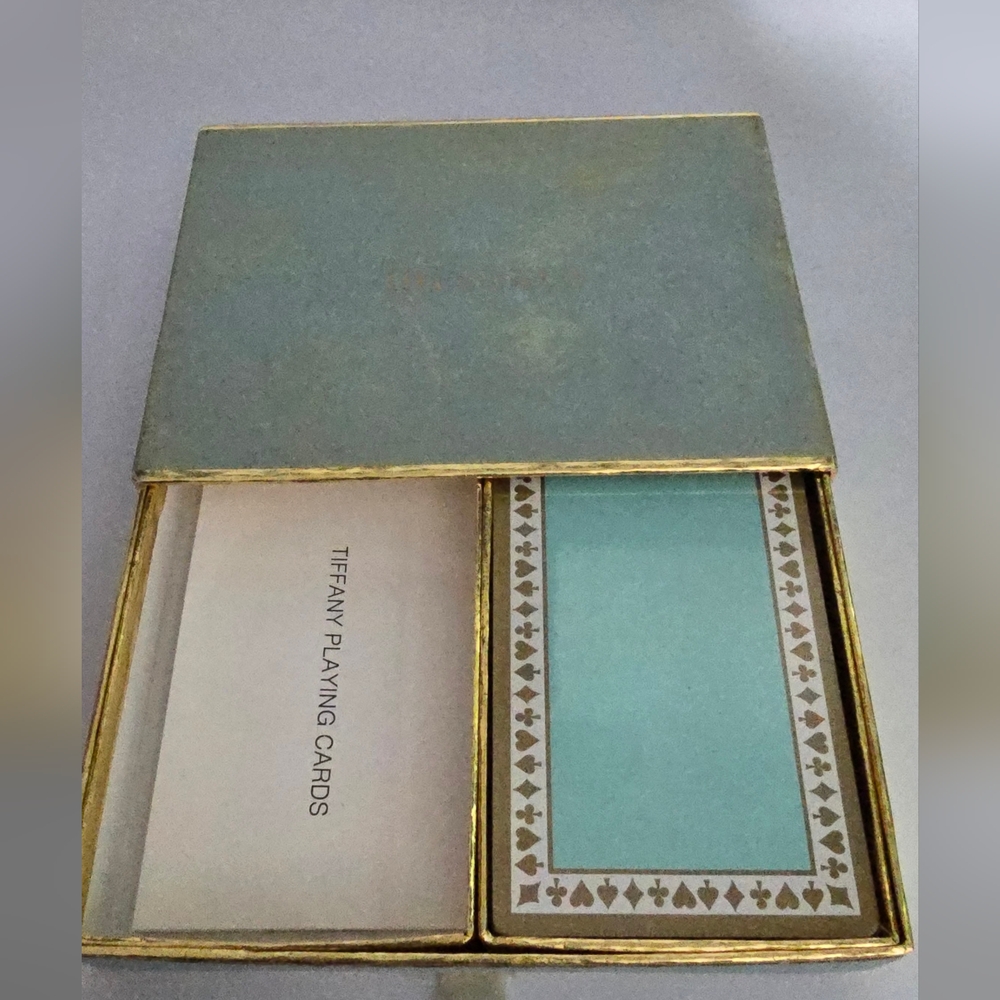 Tiffany & Co. aqua and gold playing card set